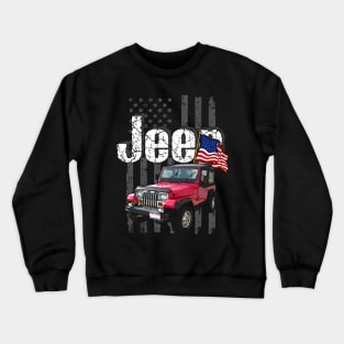 Jeep Wrangler YJ Jeepcar JEEP Flag Crewneck Sweatshirt